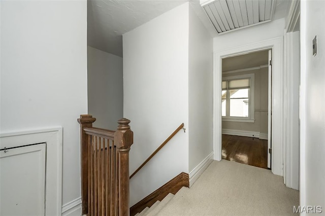 7041 Northmoor Dr, University City, MO 63105 - hallway featuring an upstairs landing and carpet floors