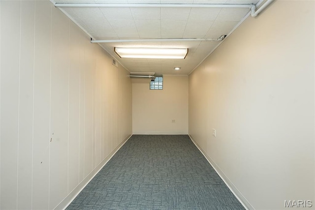 7041 Northmoor Dr, University City, MO 63105 - hall featuring dark carpet and baseboards
