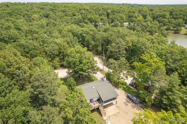 1764 Bourbon Dr, Bonne Terre, MO 63628 - drone / aerial view of a heavily wooded area and a nearby body of water