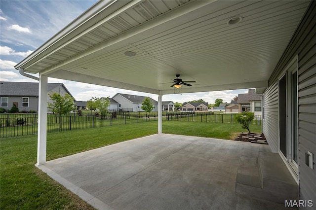 409 Sage Dr, Shiloh, IL 62221 - view of patio featuring a ceiling fan and a residential view
