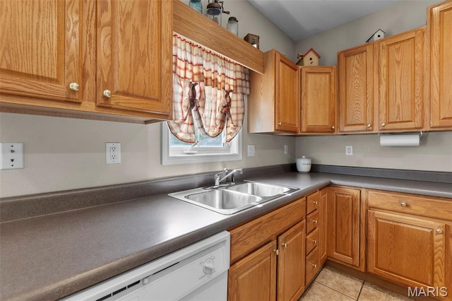 380 Stotler Way, Jackson, MO 63755 - kitchen with white dishwasher, a sink, and light tile patterned floors