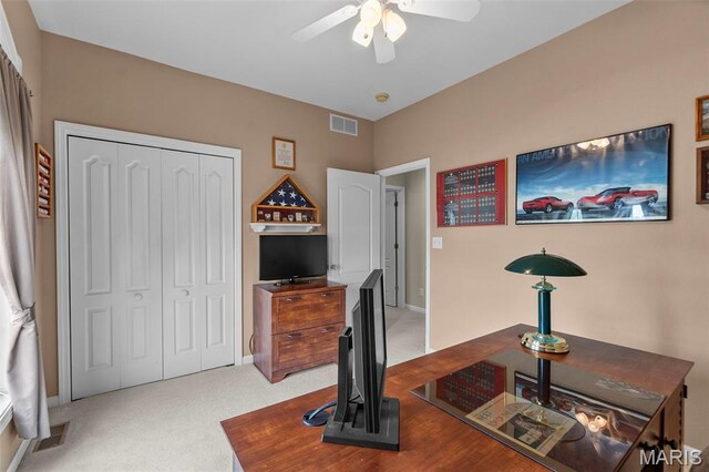 380 Stotler Way, Jackson, MO 63755 - exercise area with a ceiling fan, light carpet, and baseboards