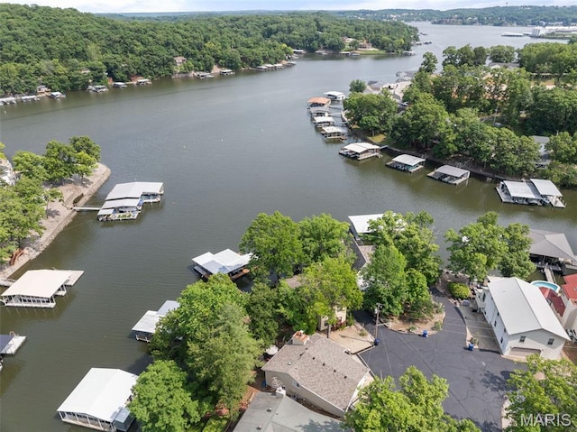 63 Portwood Meadows Rd, Rocky Mount, MO 65072 - drone / aerial view of a nearby body of water and a forest