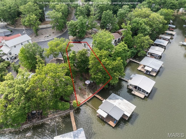 63 Portwood Meadows Rd, Rocky Mount, MO 65072 - view of property location with a nearby body of water and property boundaries highlighted