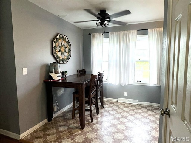 16 Wauneta Pl, Hannibal, MO 63401 - home office featuring tile patterned floors, a ceiling fan, and baseboards
