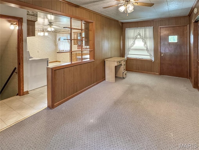 1508 3rd Pkwy, Washington, MO 63090 - unfurnished office featuring a ceiling fan, wooden walls, baseboards, and crown molding