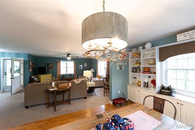 15701 County Road 1130, St James, MO 65559 - dining room featuring ceiling fan, light wood finished floors, and a desk
