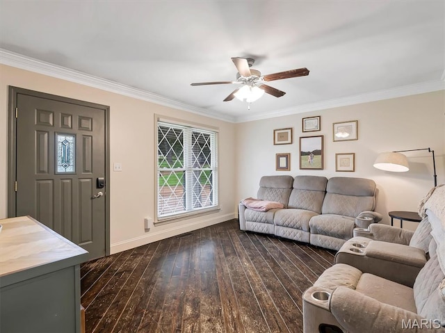 1015 Marilyn Ct, Washington, MO 63090 - living area featuring ceiling fan, hardwood / wood-style flooring, and ornamental molding