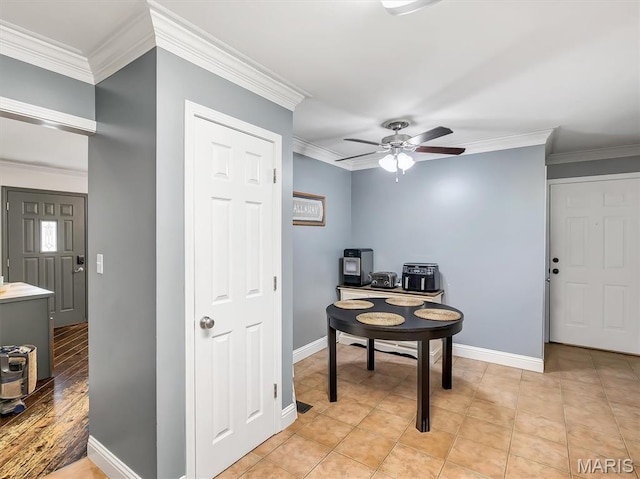 1015 Marilyn Ct, Washington, MO 63090 - entrance foyer with ceiling fan and ornamental molding