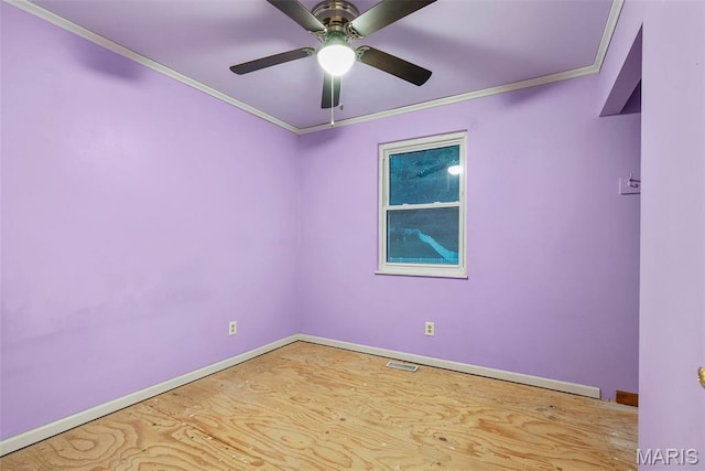 4618 Towne Hall Dr, Arnold, MO 63010 - empty room with crown molding, a ceiling fan, and baseboards