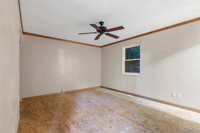 4618 Towne Hall Dr, Arnold, MO 63010 - empty room with ornamental molding, a ceiling fan, baseboards, and wood finished floors