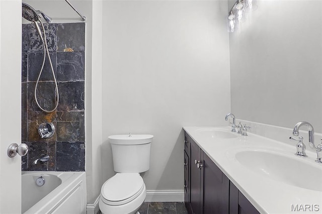 17917 Rosemar Ln, Wildwood, MO 63038 - full bath featuring double vanity,  shower combination, and marble finish flooring