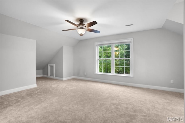 17917 Rosemar Ln, Wildwood, MO 63038 - additional living space featuring lofted ceiling, ceiling fan, and carpet flooring