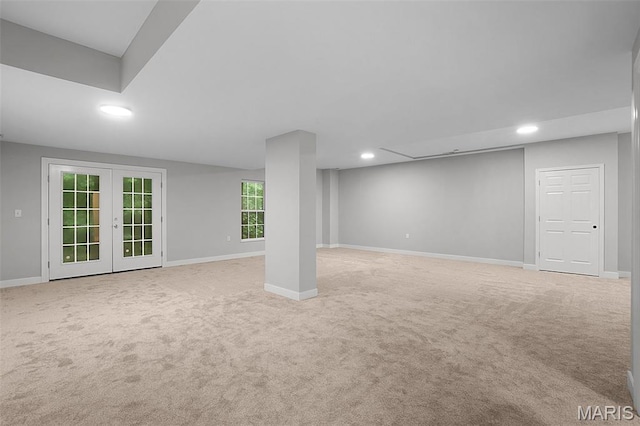 17917 Rosemar Ln, Wildwood, MO 63038 - basement featuring recessed lighting, carpet flooring, and french doors