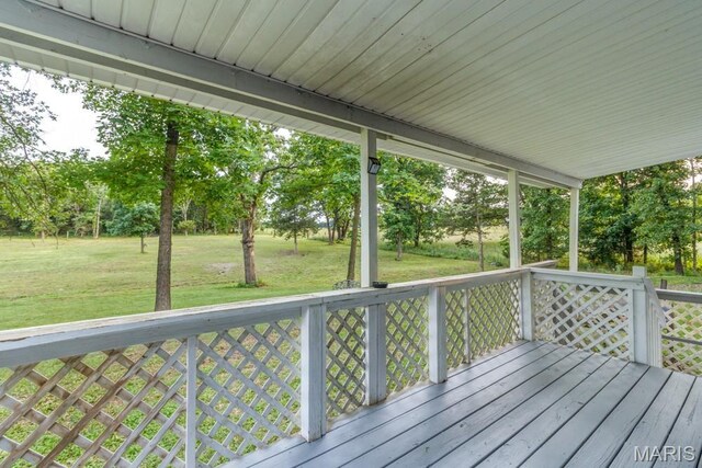 22250 Keepsake Rd, Lebanon, MO 65536 - wooden terrace featuring a lawn and view of scattered trees