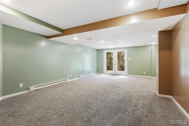 7611 State Route 30, Dittmer, MO 63023 - unfurnished room with a baseboard radiator, carpet, baseboards, and recessed lighting