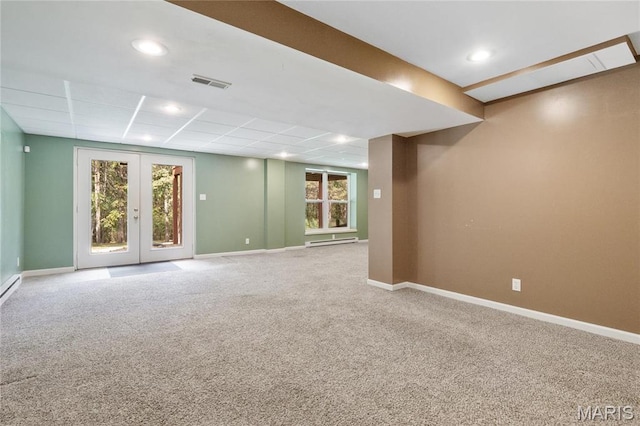 7611 State Route 30, Dittmer, MO 63023 - below grade area with carpet flooring, baseboards, recessed lighting, and a paneled ceiling