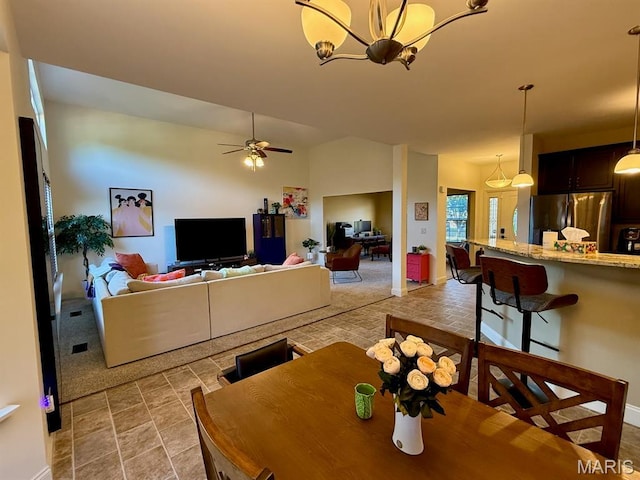 5005 Double Tree Dr, Imperial, MO 63052 - dining area featuring a chandelier, ceiling fan, and baseboards