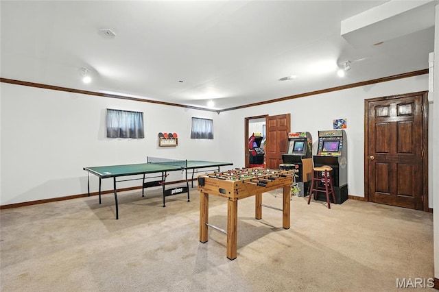 55 Cambrian Way, Saint Charles, MO 63301 - game room featuring ornamental molding and light colored carpet