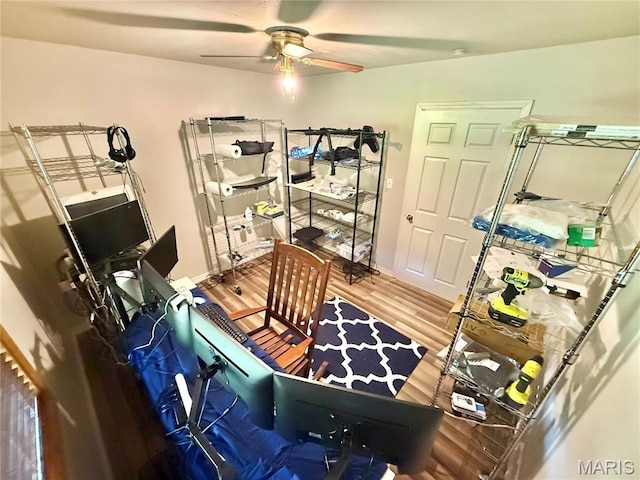 720 S Main St, Arcadia, MO 63621 - office with a ceiling fan and wood finished floors