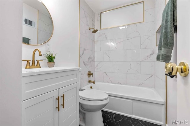 216 Clearpoint Ln, Saint Louis, MO 63123 - bathroom with vanity, toilet, and bathtub / shower combination