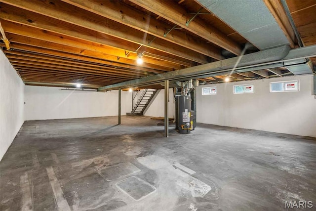 216 Clearpoint Ln, Saint Louis, MO 63123 - below grade area with water heater and stairway