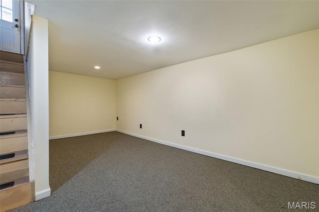 8217 Buchanan Ave, Saint Louis, MO 63114 - below grade area with carpet, recessed lighting, and stairs