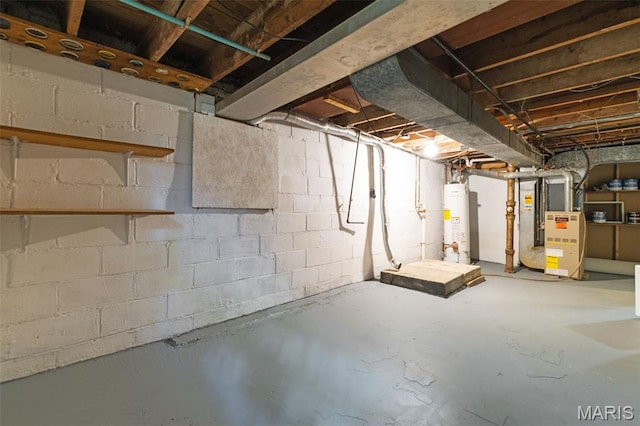 8217 Buchanan Ave, Saint Louis, MO 63114 - unfinished basement with gas water heater and heating unit