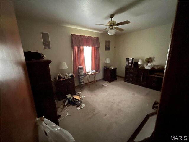 329 Kirk Dr, Ferguson, MO 63135 - bedroom featuring carpet flooring and ceiling fan