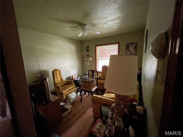 329 Kirk Dr, Ferguson, MO 63135 - living area with ceiling fan and wood finished floors