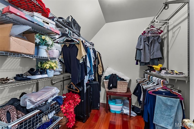 807 Caribou Ct, Cape Girardeau, MO 63701 - walk in closet with wood finished floors and vaulted ceiling