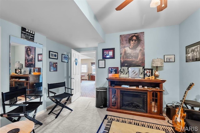 807 Caribou Ct, Cape Girardeau, MO 63701 - living room with carpet, a ceiling fan, and baseboards