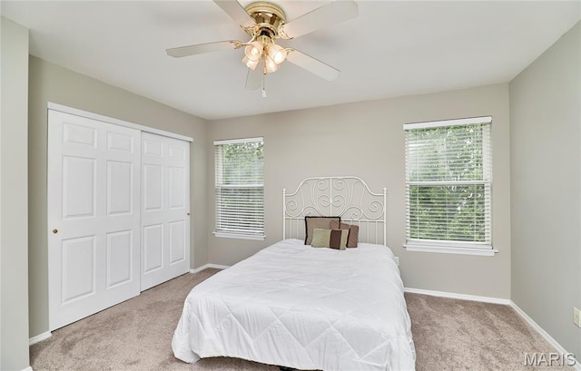 2052 Peine Frst, Wentzville, MO 63385 - bedroom featuring carpet, a closet, and ceiling fan