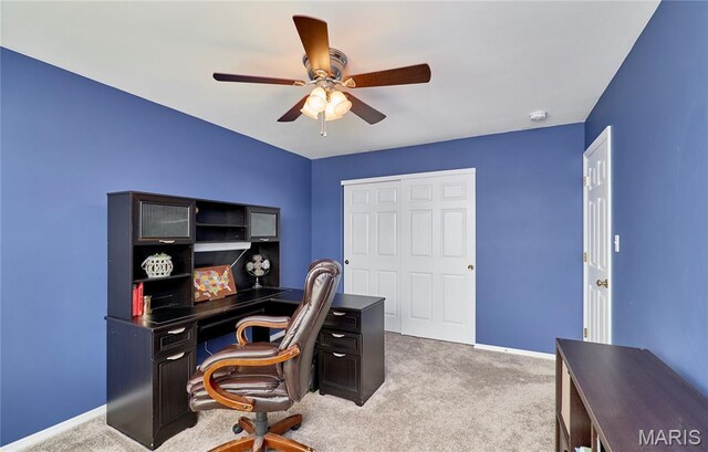 2052 Peine Frst, Wentzville, MO 63385 - carpeted office space featuring a ceiling fan and baseboards