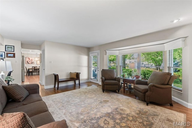 113 Christine Cay Ct, Saint Charles, MO 63304 - living room featuring wood finished floors, baseboards, and recessed lighting