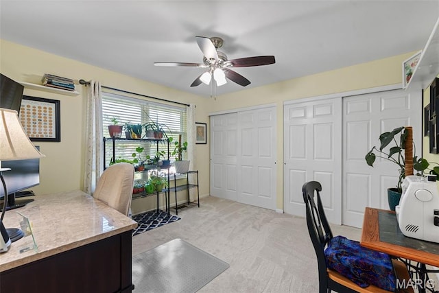 113 Christine Cay Ct, Saint Charles, MO 63304 - home office featuring a ceiling fan and light colored carpet