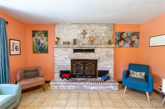 465 County Road 5120, Salem, MO 65560 - living area with a brick fireplace and tile patterned flooring