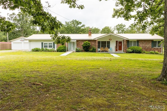 465 County Road 5120, Salem, MO 65560 - single story home featuring a chimney, a front lawn, and brick siding