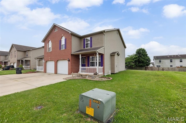 2024 Camrose Green St, Belleville, IL 62220 - traditional home featuring a garage, concrete driveway, and a porch