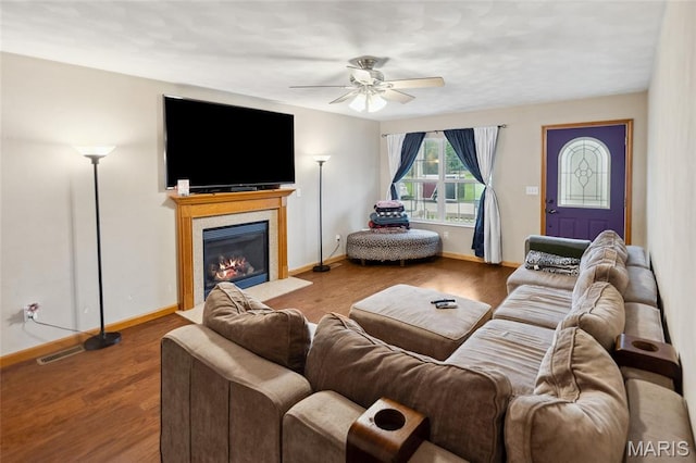 2024 Camrose Green St, Belleville, IL 62220 - living area with ceiling fan, baseboards, and wood finished floors