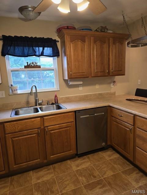 2024 Camrose Green St, Belleville, IL 62220 - kitchen with dishwasher, a sink, plenty of natural light, and light countertops