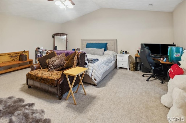2024 Camrose Green St, Belleville, IL 62220 - carpeted bedroom featuring a desk, lofted ceiling, and a ceiling fan