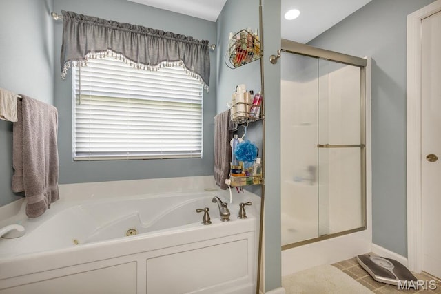 1020 Oak Creek Ln, Waterloo, IL 62298 - full bath featuring a shower stall, a whirlpool tub, and healthy amount of natural light