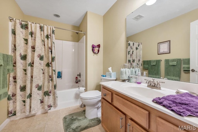 1020 Oak Creek Ln, Waterloo, IL 62298 - full bath with vanity, toilet, shower / tub combo, and tile patterned floors