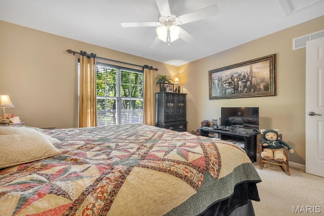 1020 Oak Creek Ln, Waterloo, IL 62298 - carpeted bedroom featuring a ceiling fan