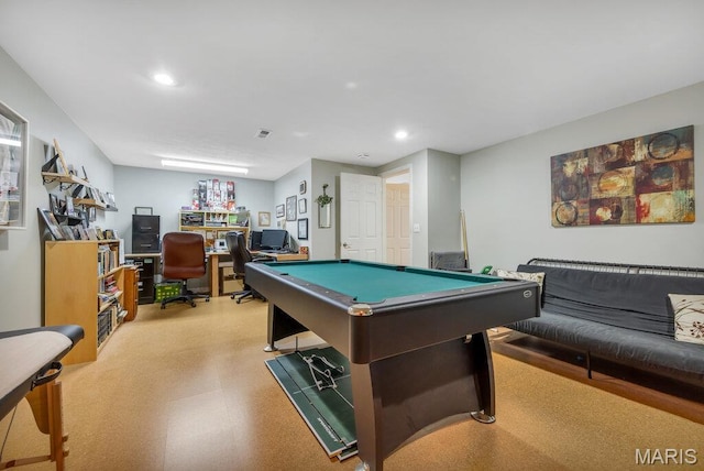 1020 Oak Creek Ln, Waterloo, IL 62298 - game room featuring light flooring, billiards, and recessed lighting