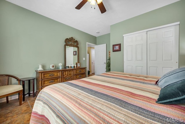 1020 Oak Creek Ln, Waterloo, IL 62298 - bedroom with a closet and ceiling fan