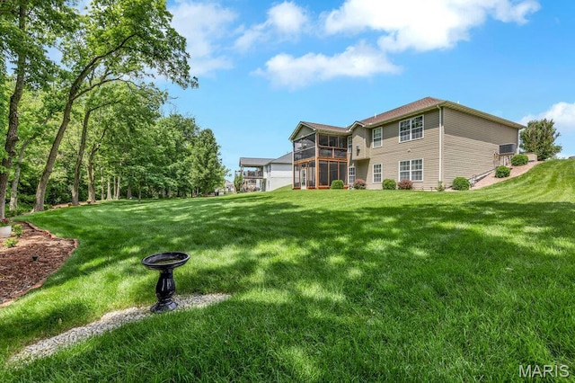 1020 Oak Creek Ln, Waterloo, IL 62298 - view of grassy yard featuring a sunroom