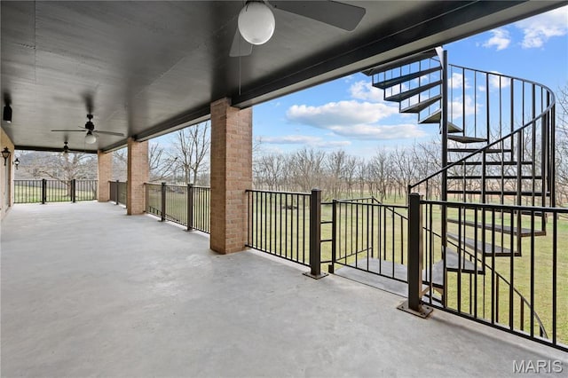 305 Ridge Dr, Sikeston, MO 63801 - view of patio featuring stairs and a ceiling fan