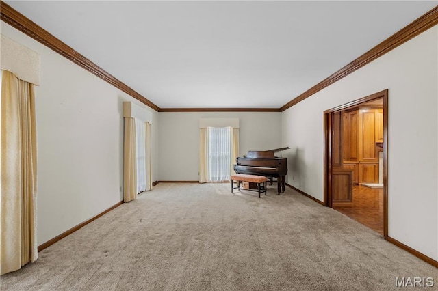 305 Ridge Dr, Sikeston, MO 63801 - sitting room with light colored carpet, baseboards, and crown molding